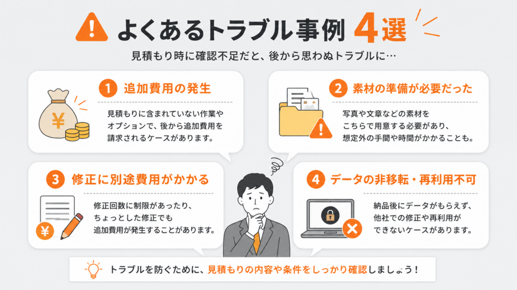 Web制作 見積もり 確認 よくあるトラブル事例4つ