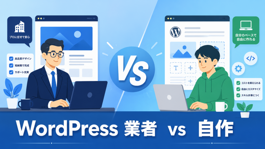 WordPress制作を業者に頼む場合と自分で作る場合の違い【2026年版】